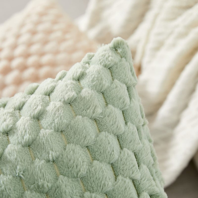 Yaertun Pack of 2 Super Soft Cozy Lumbar Decorative Throw pillow covers Fuzzy Plush Faux Fur Luxury Cushion Cover Pillowcase for Sofa Couch Bed Livingroom 12x20 Inch Sage Green - Image 3
